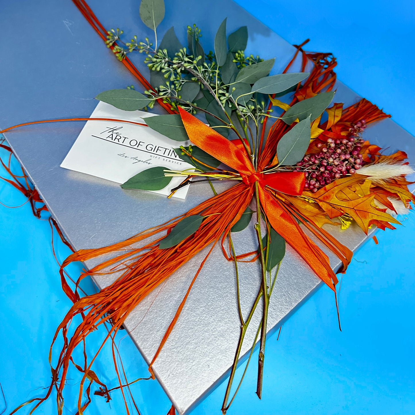 Fall Style Large Gift Box with Fresh Flowers