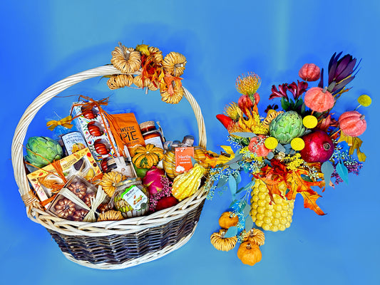 #95 Thanksgiving Basket with Fall-Style Flowers