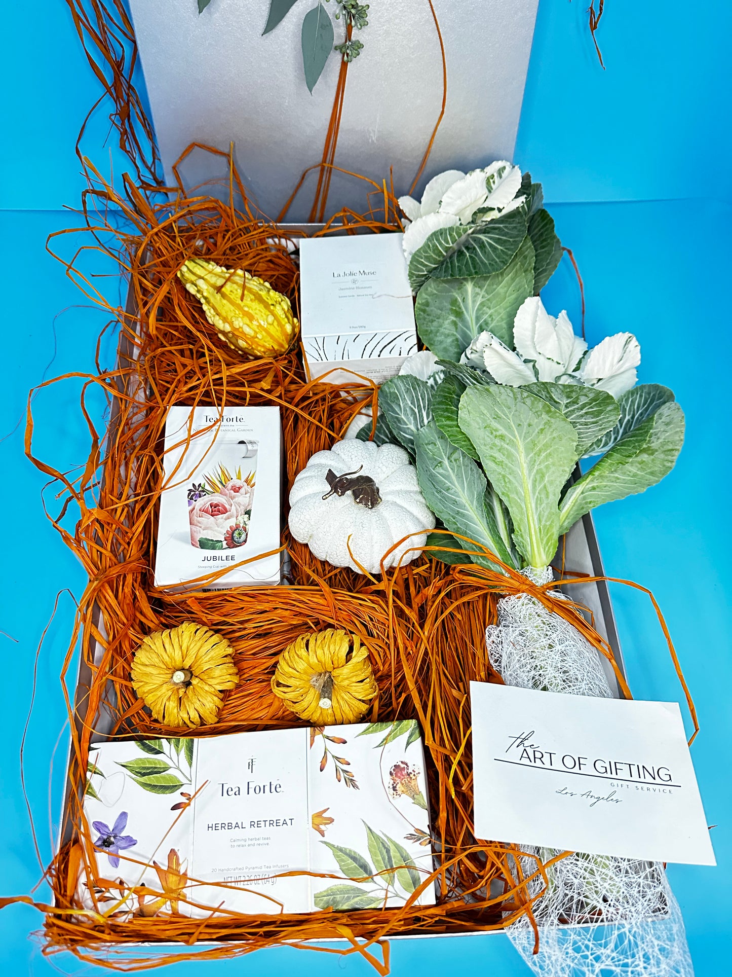 Fall Style Large Gift Box with Fresh Flowers