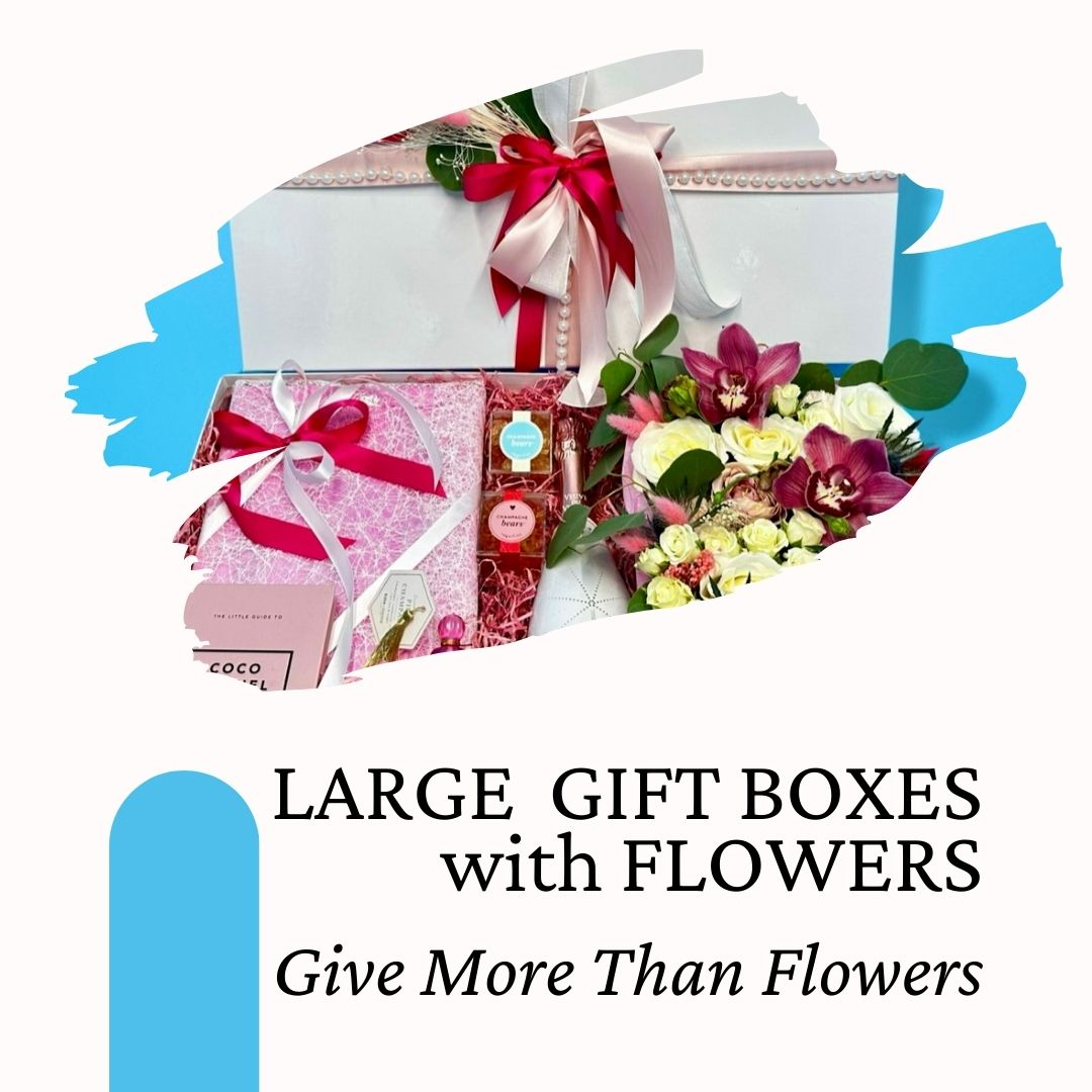 large gift boxes with flowers