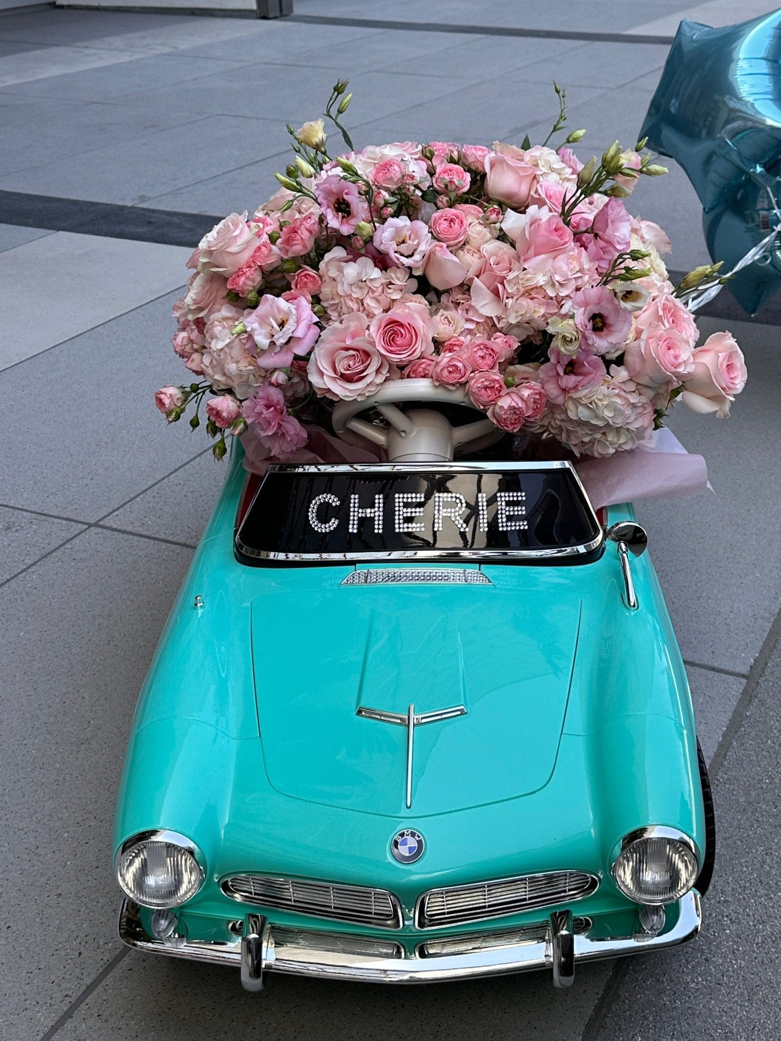 Personalized Flower Arrangement in the car