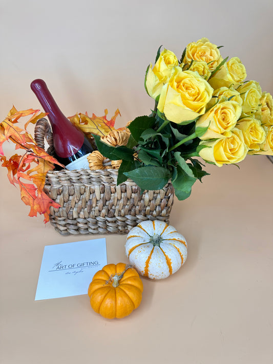 Cute Thanksgiving Basket with Flowers