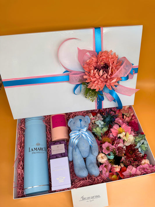 Large Gift Box with Fresh Flowers