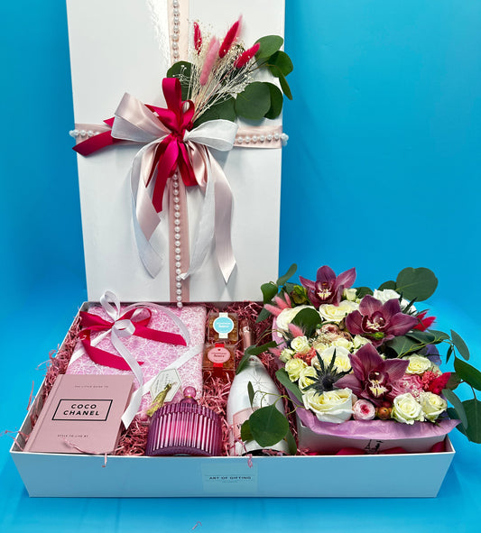 Coco Chanel Large Gift Box with Fresh Flowers
